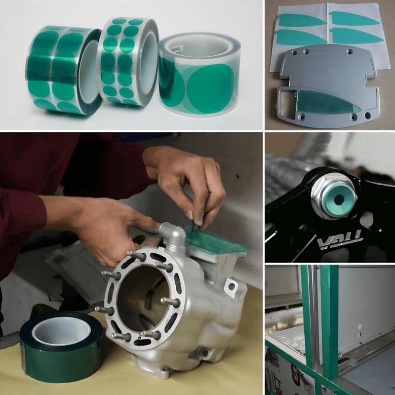 Die Cut Green Polyester Discs Application