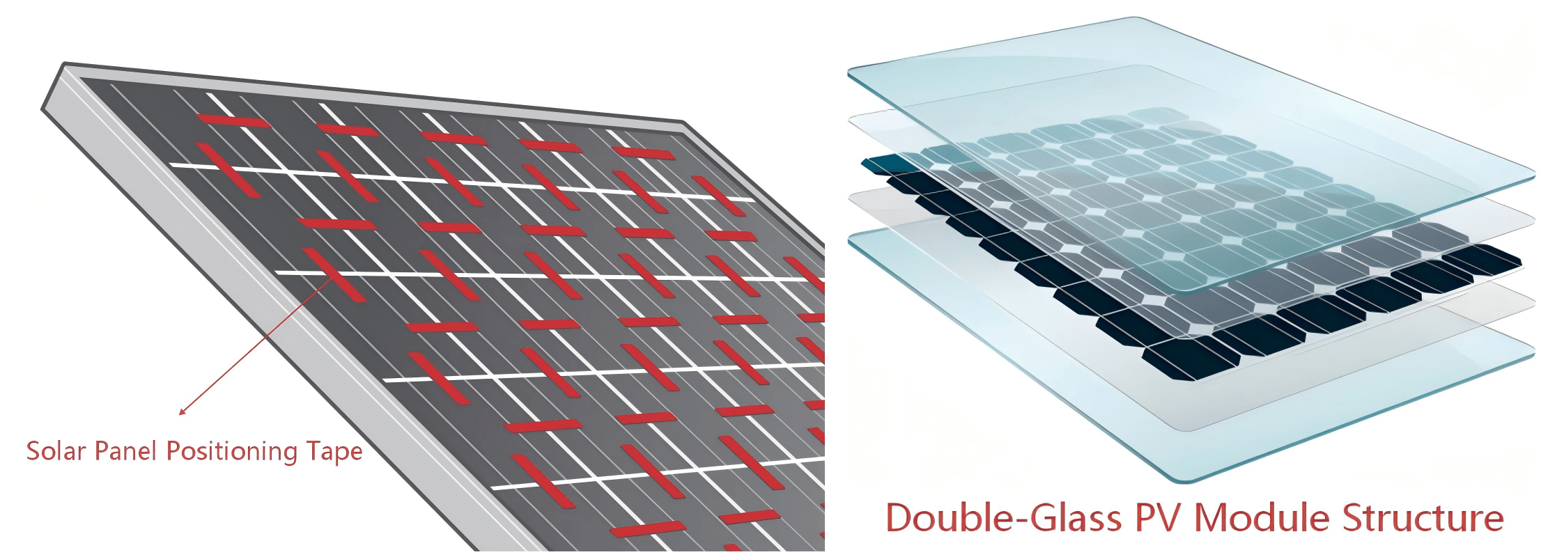 solar panel positioning tape application